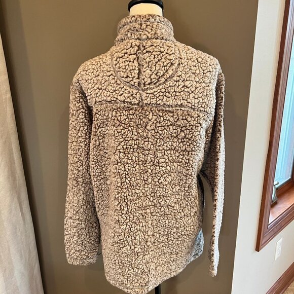 Alpine Sherpa Jacket, Light tan & Brown with 1/4 zip at chest, Size Large - Picture 4 of 8